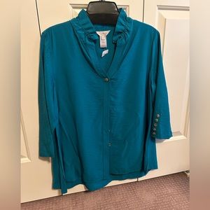 Multiples Blue Blouse with button detail